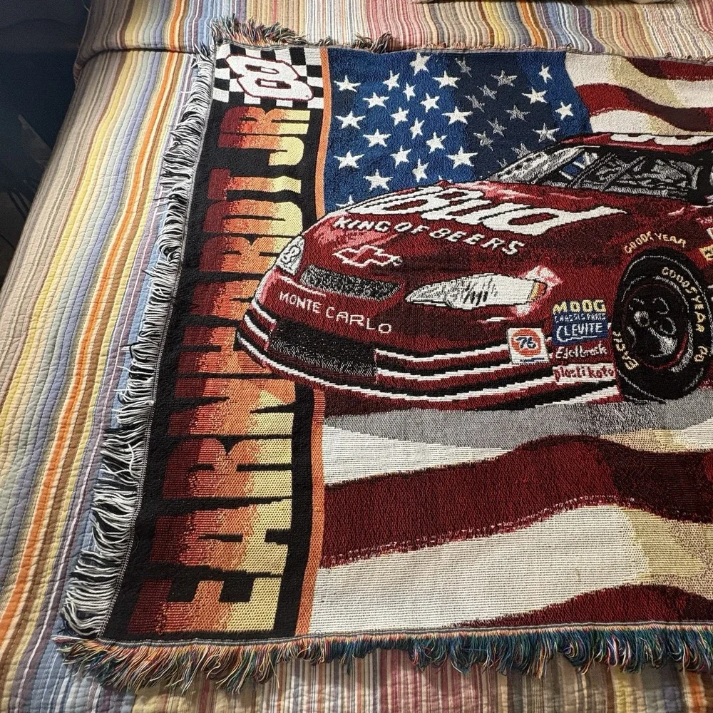 Nascar Dale Earnhardt Jr #8 Budweiser US Flag Throw Blanket Tapesty Wall Hanger